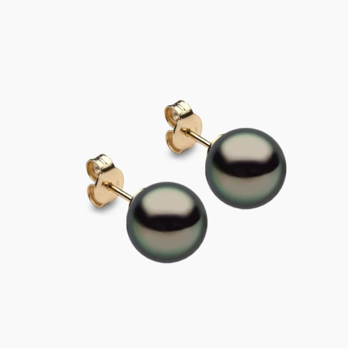 Tahiti Perlen Ohrstecker 9-10mm 18K Gelb Gold