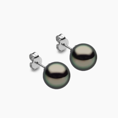 Tahiti Perlen Ohrstecker 9-10mm 18K Weiss Gold