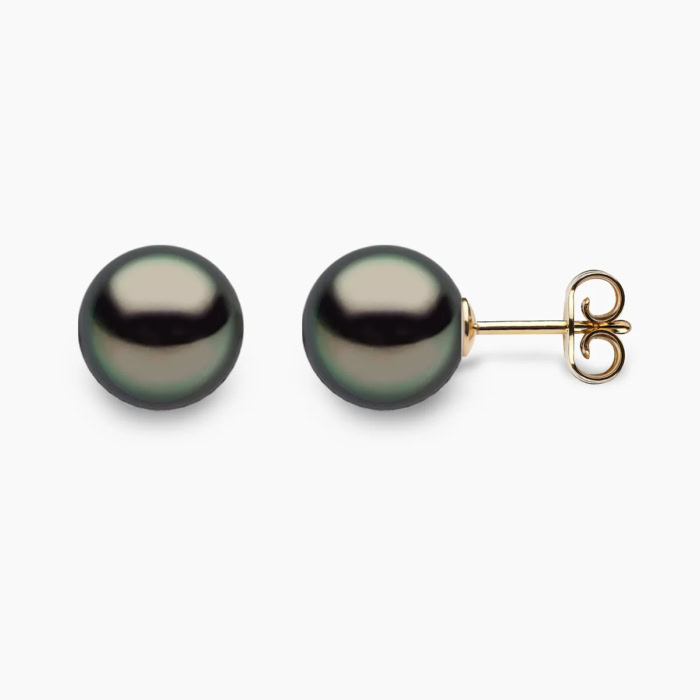 Tahiti Perlenohrstecker 10mm 18K Gelb Gold