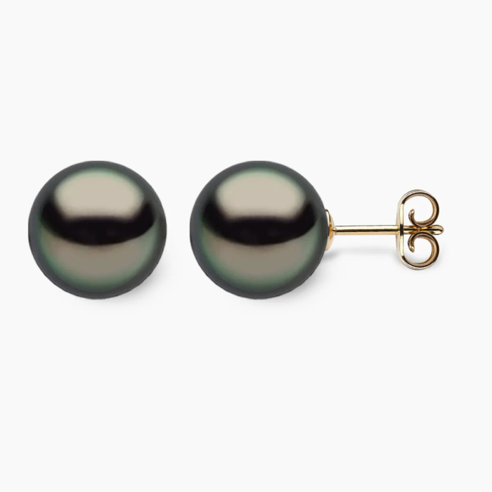 Tahiti Perlenohrstecker 11mm 18K Gelb Gold