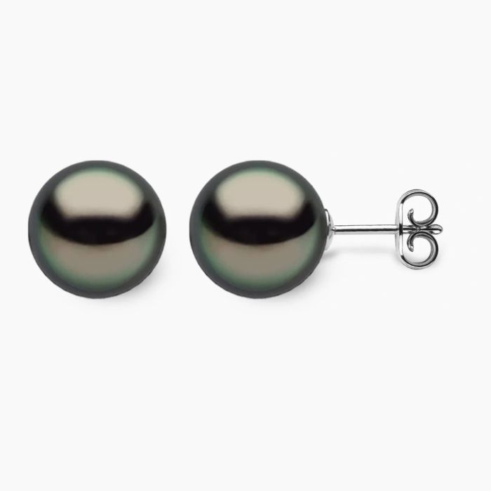 Tahiti Perlenohrstecker 11mm 18K Weiss Gold