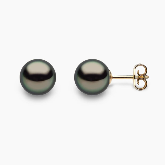 Tahiti Perlenohrstecker 8-9mm 18K Gelb Gold