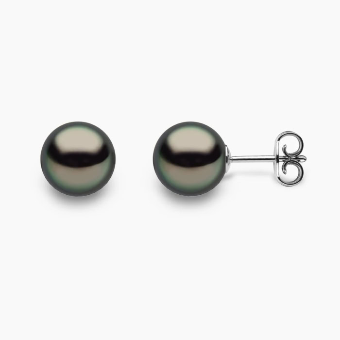 Tahiti Perlenohrstecker 8-9mm 18K Weiss Gold