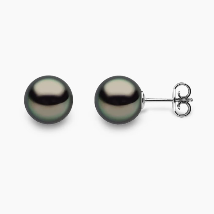 Tahiti Perlenohrstecker 9mm 18K Weiss Gold