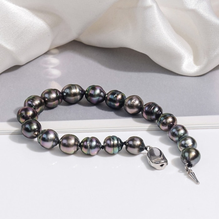 10.0-11.0mm AAA Barock Perlen Armband aus Tahiti Perlen Damen / Herren – Bild 2