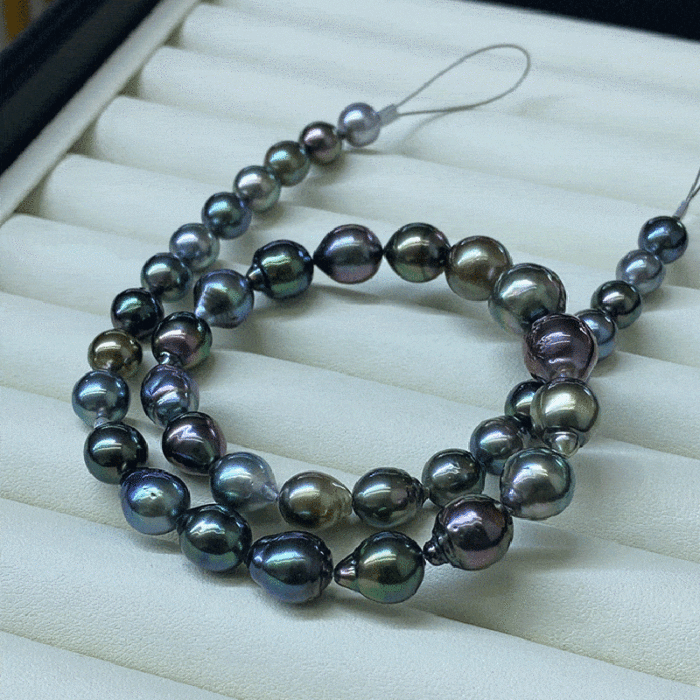 9.0-11.0mm Schwarze Tahiti Barock Perlen Choker Kette – Bild 2