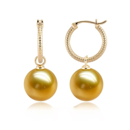 Südsee Perlenohrringe - Creolen mit Perlen gold