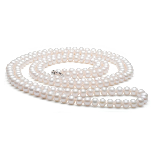 Süßwasser lange Perlenkette damen aus silber