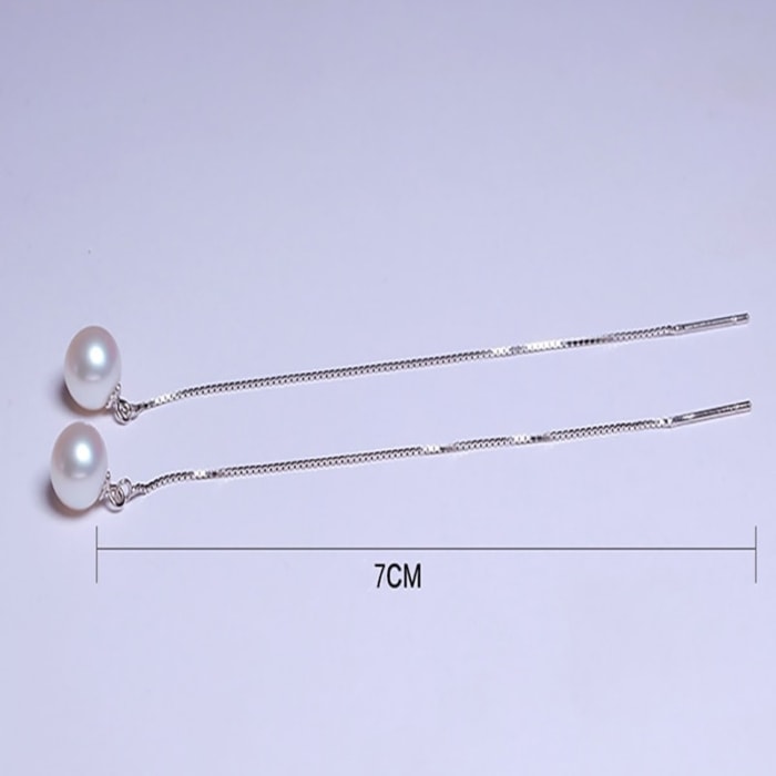 Hängend Ohrringe mit 8.0mm AAAA runde weiße Perlen – Bild 4