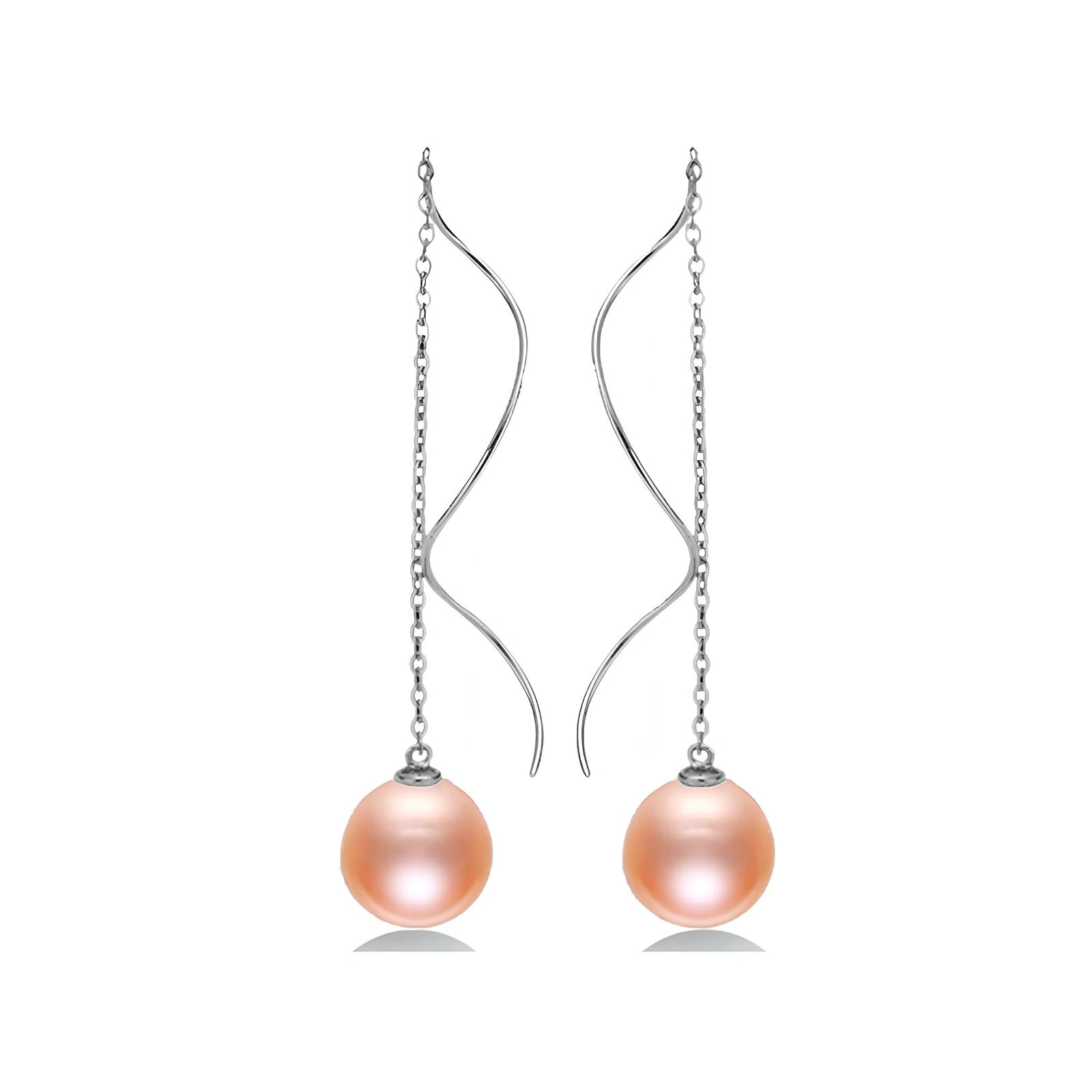 runde rosa Perlen Hängend Ohrringe Damen aus 925 Silber