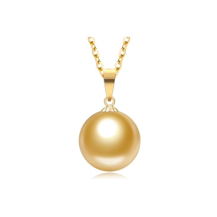 Kette Anhänger mit goldene Südsee Perle aus 18K Gold