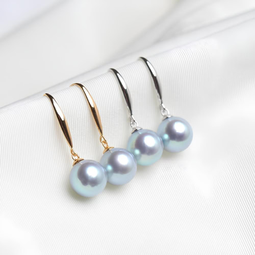 silber graue Akoya Perlenohrringe gold und weissgold