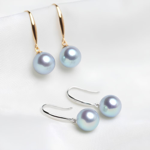 silber graue Akoya Perlenohrringe gold und weissgold