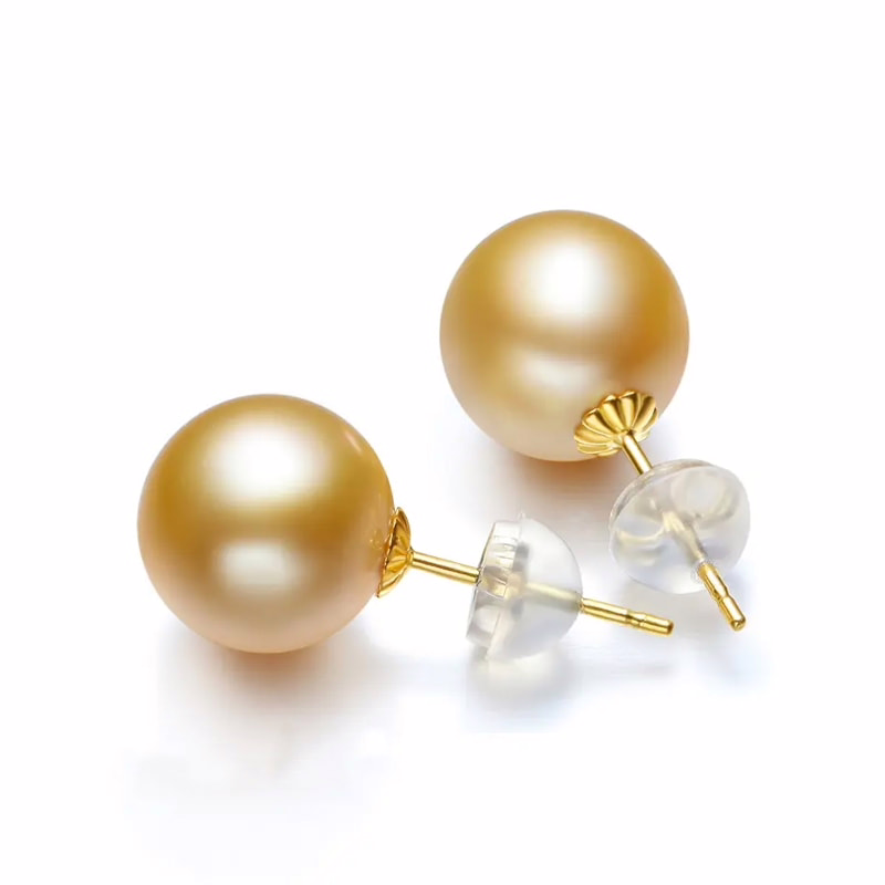 AAA runde goldene Südsee Perlen Ohrstecker