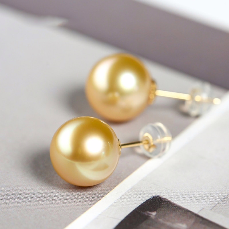 11.0mm AAA runde goldene Südsee Perlenohrstecker – Bild 3