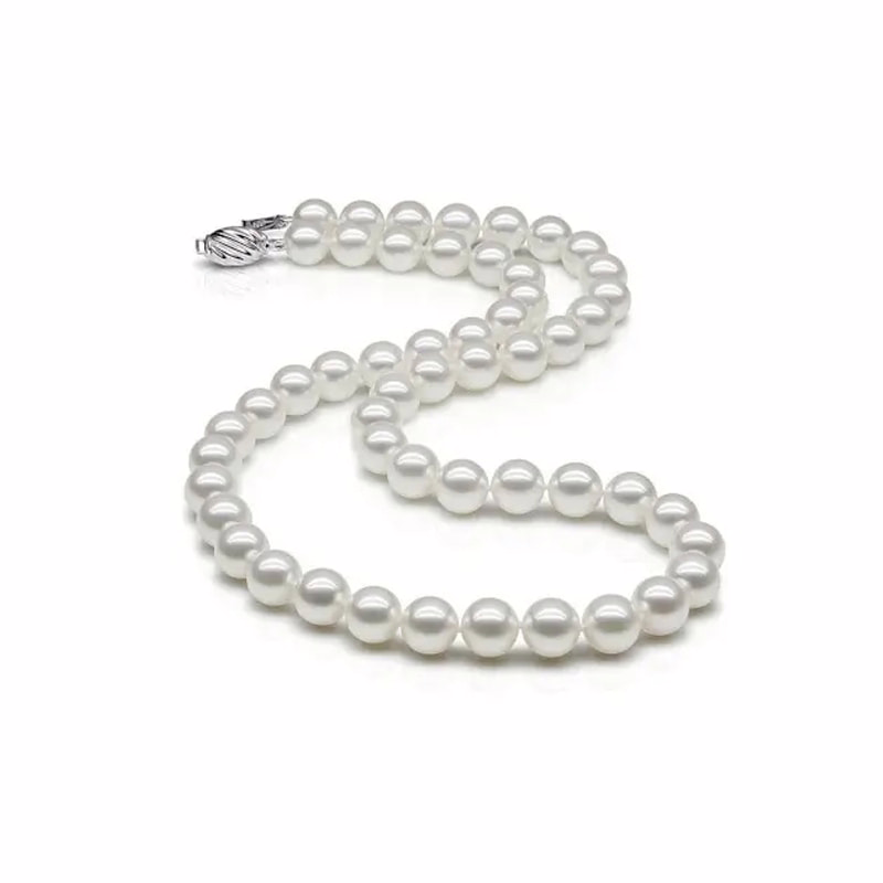 8.0-10.0mm AAA runde Australische weiße Südsee Perlen Collier aus 18K weiss Gold