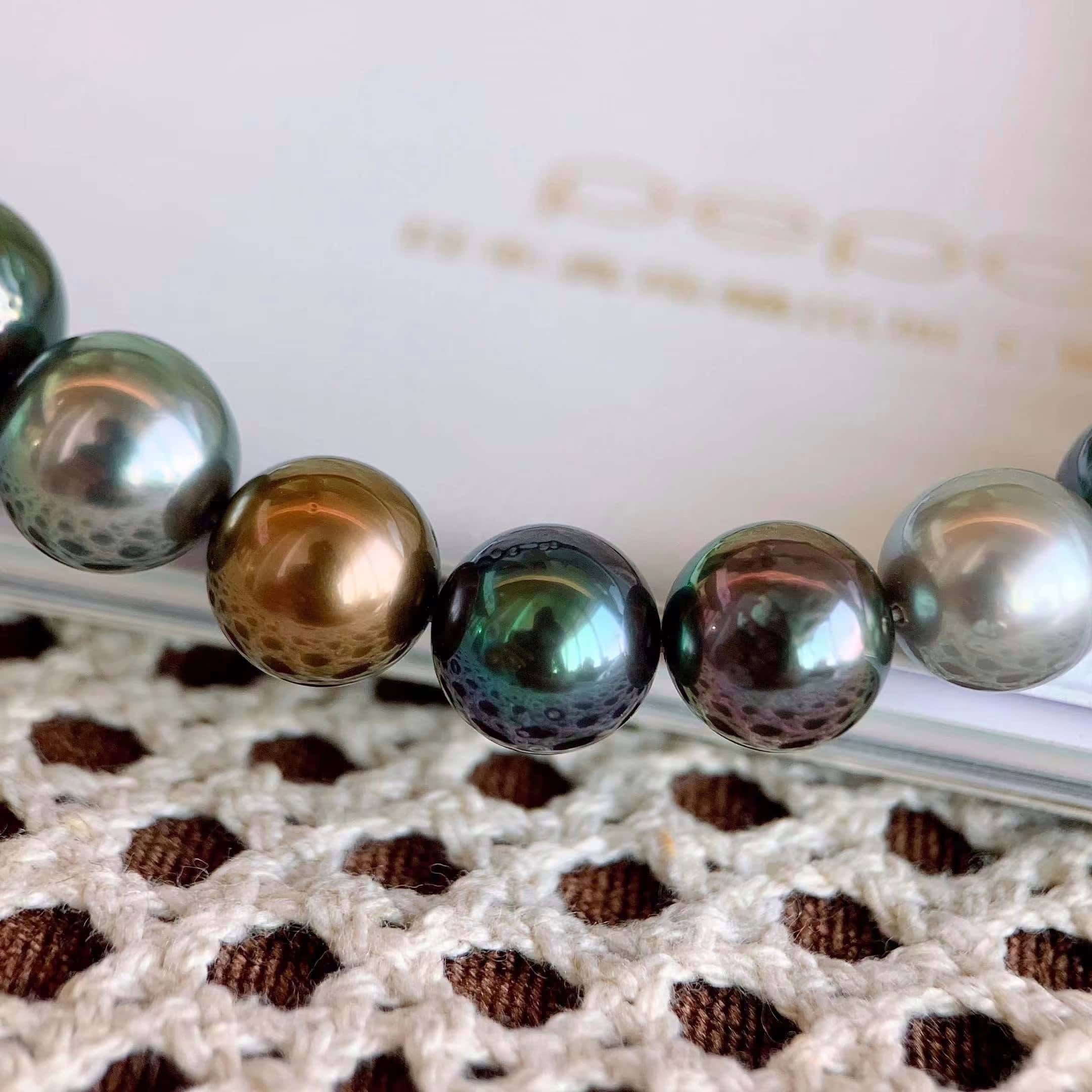 8.0-11.0mm AAA Runden Multicolor Tahiti perlen kette – Bild 5