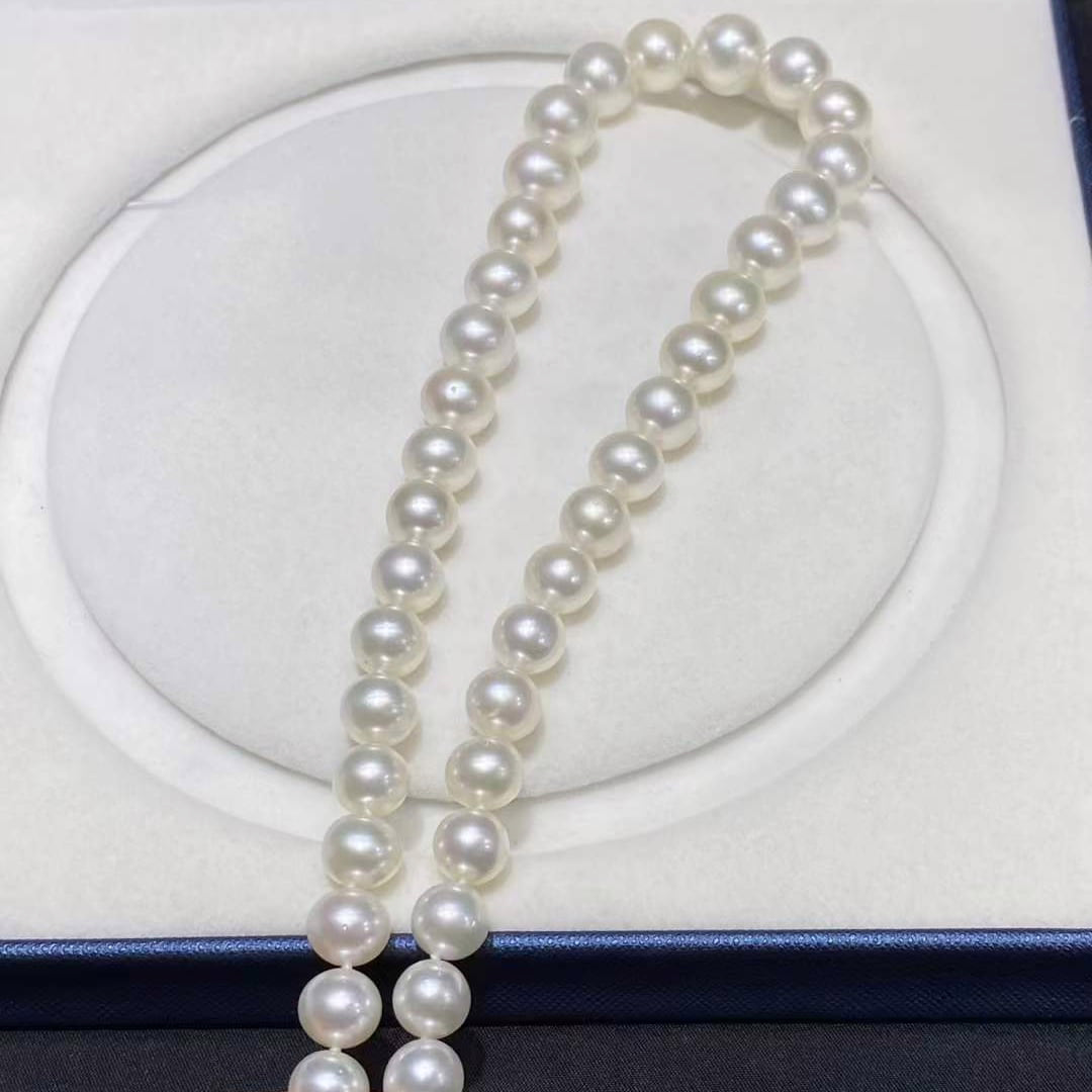 9.0-12.0mm AAA australische weiße Südsee Perlen Collier – Bild 5