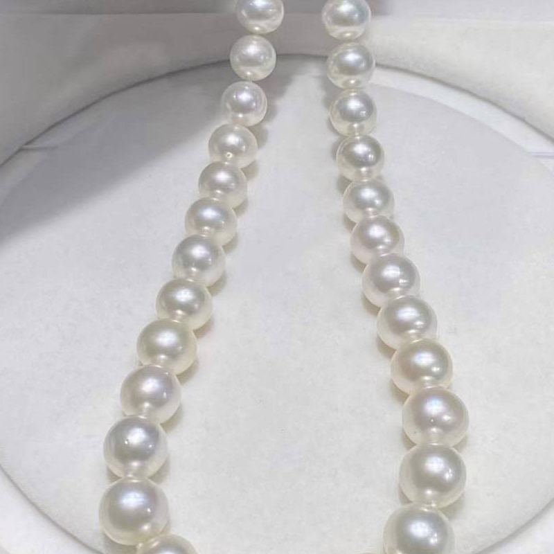 9.0-12.0mm AAA australische weiße Südsee Perlen Collier – Bild 6