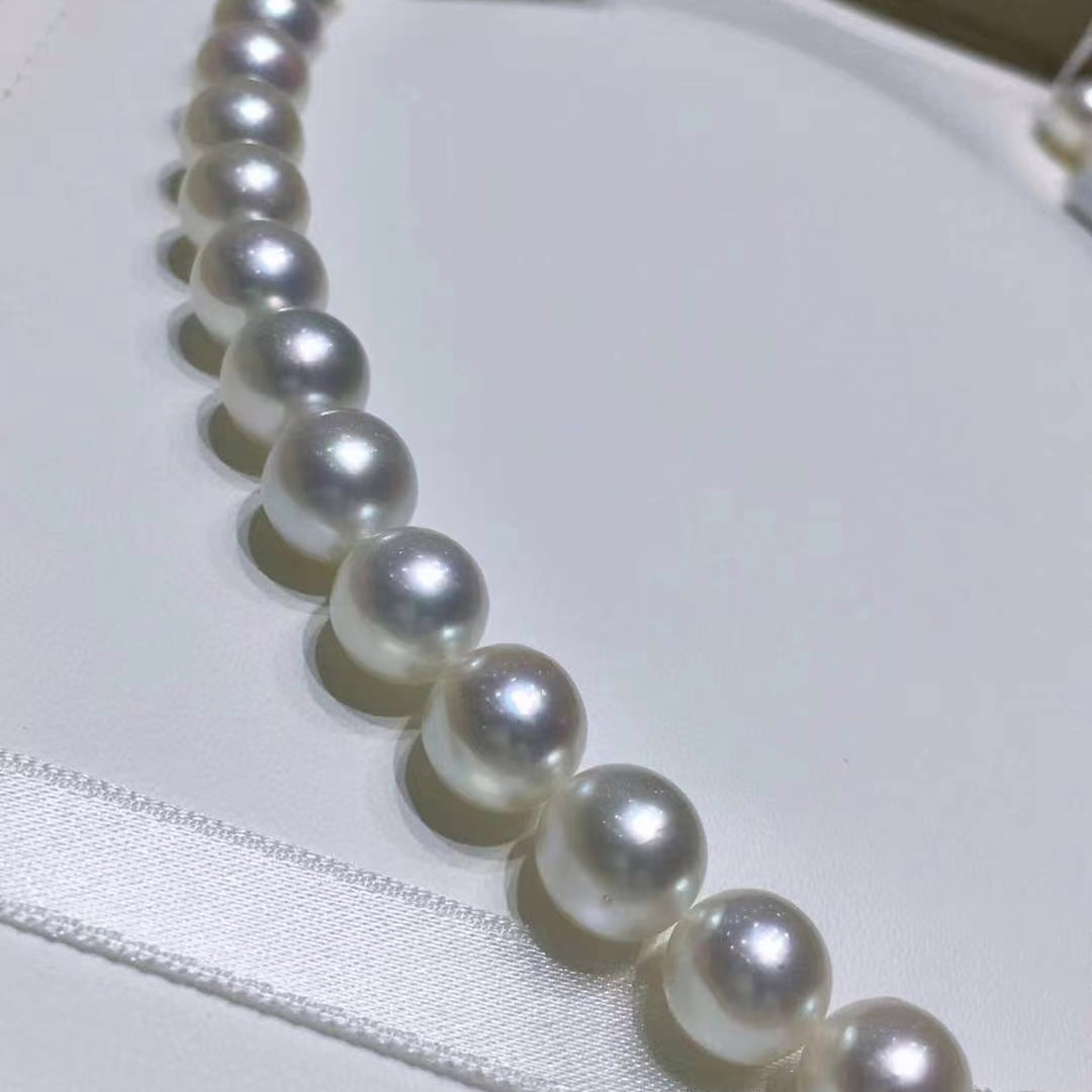 9.0-9.5mm AAA weiß runden Japan Akoya Perlenkette – Bild 8