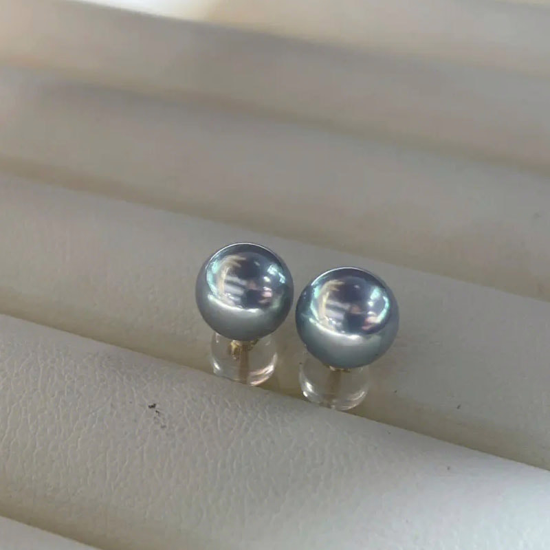 5.0mm AAA Runden Silbergrau Akoya Perlen Ohrstecker – Bild 7