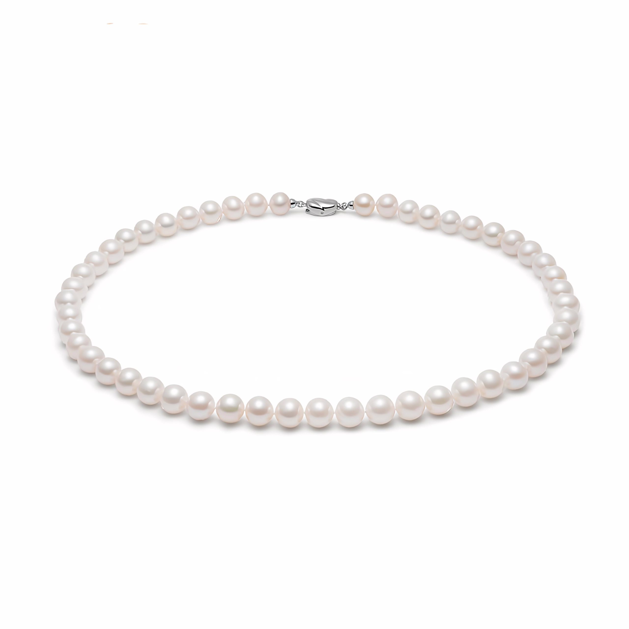 echte weiβe Süßwasser Perlenkette Choker für Damen mit 925 Sterling Silber Verschluss
