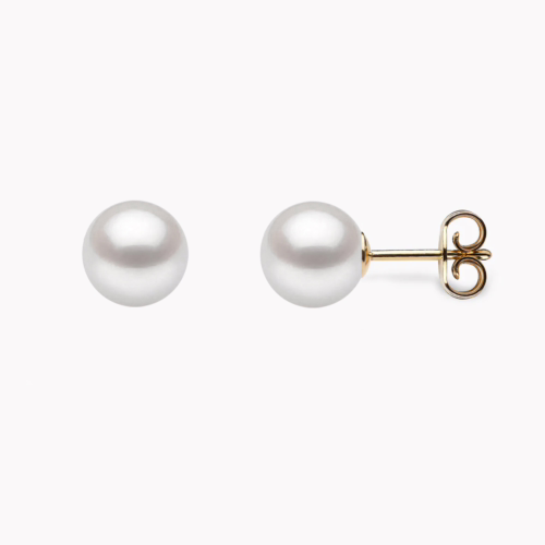 Akoya Perlen Ohrstecker7.5- 8mm mit 18k gelb gold