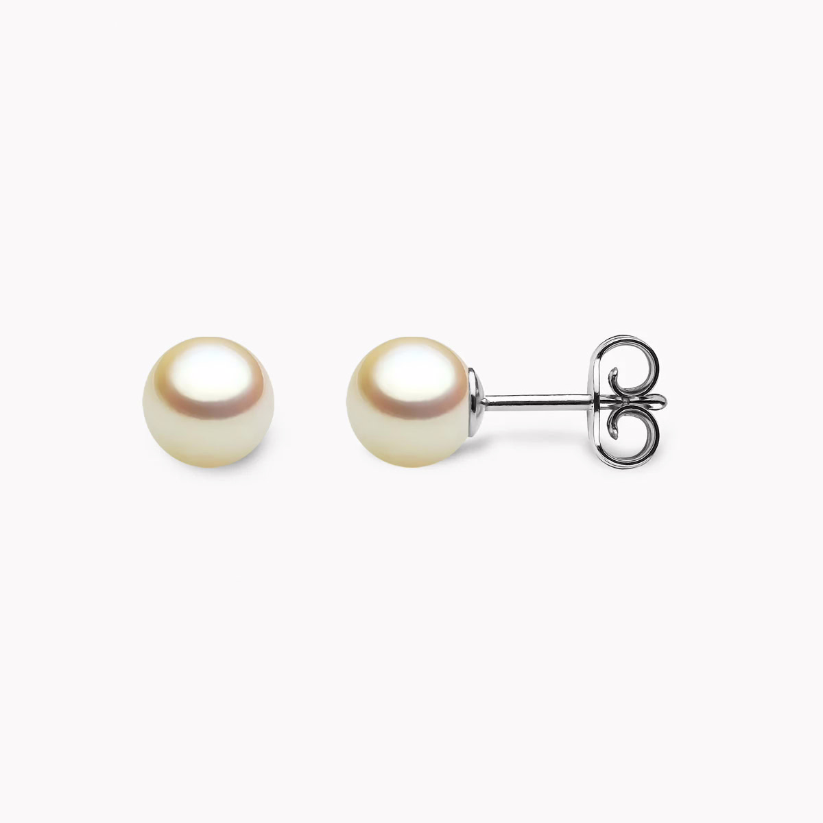 Golden Akoya Perlen Ohrstecker 5.5mm mit 18k weiss Gold