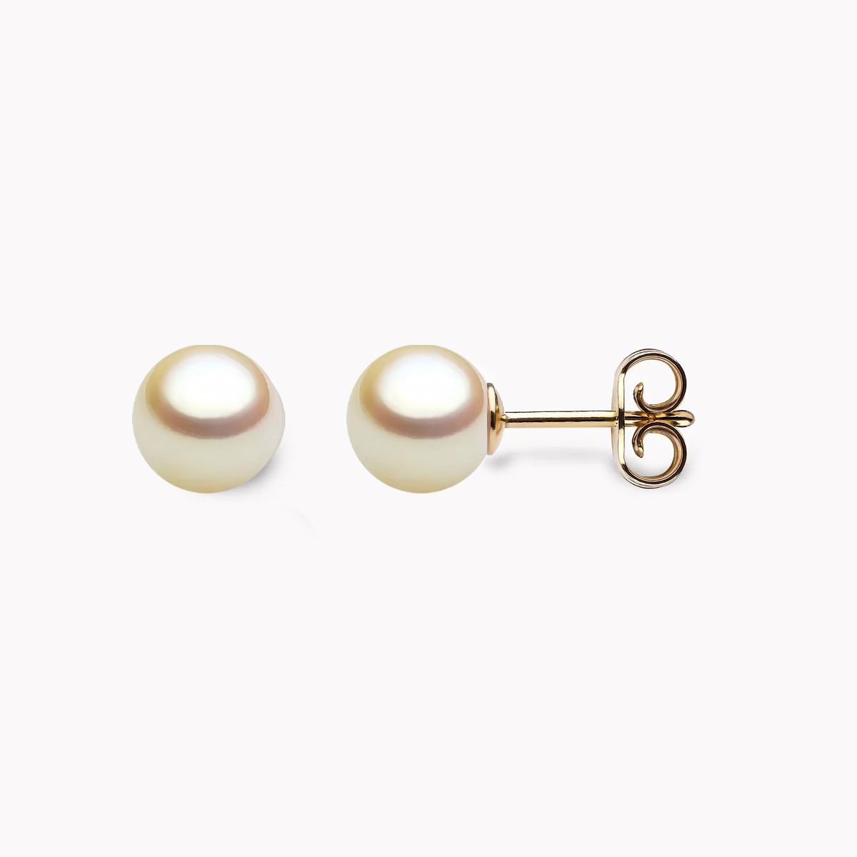 Golden Akoya Perlen Ohrstecker 6.5mm mit 18k gelb Gold