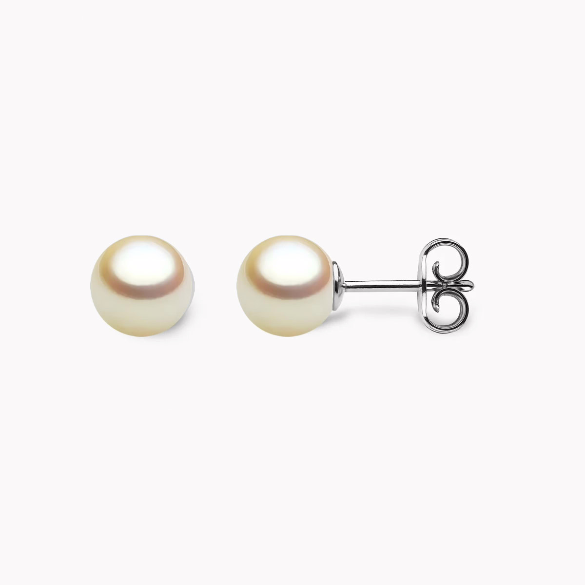 Golden Akoya Perlen Ohrstecker 6.5mm mit 18k weiss Gold