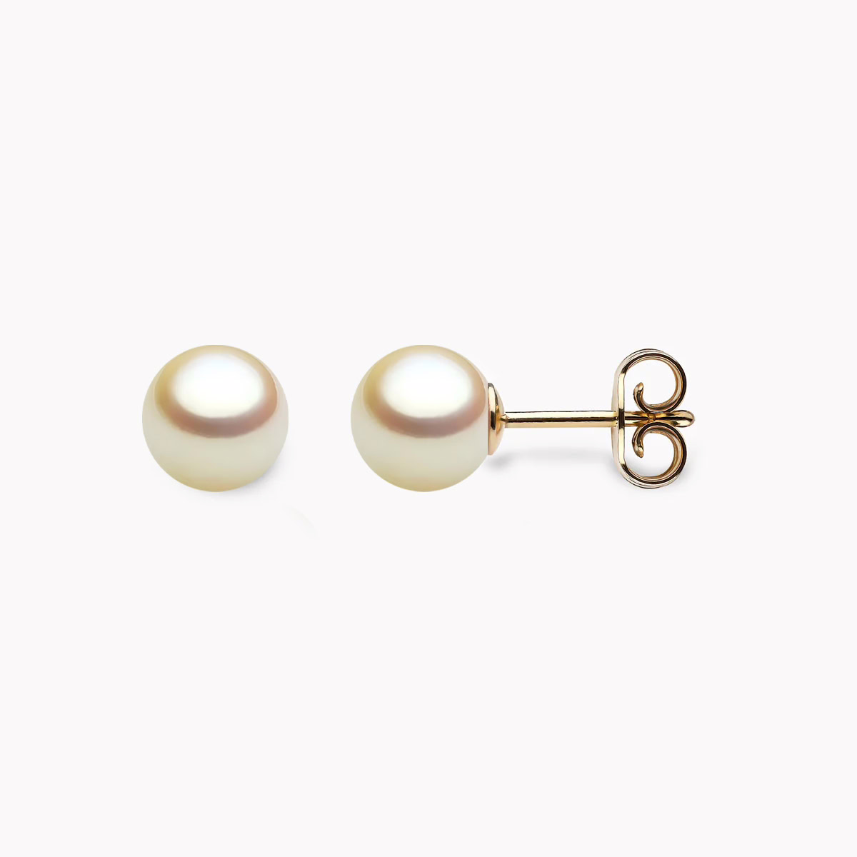 Golden Akoya Perlen Ohrstecker 6mm mit 18k gelb Gold