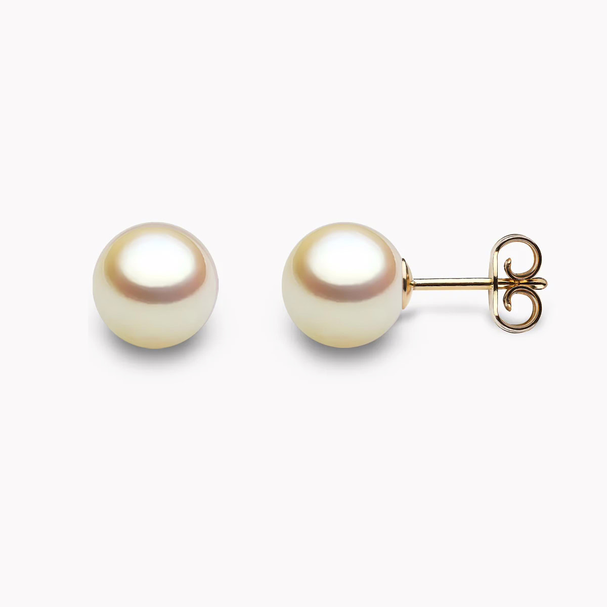 Golden Akoya Perlen Ohrstecker 7.5mm mit 18k gelb Gold