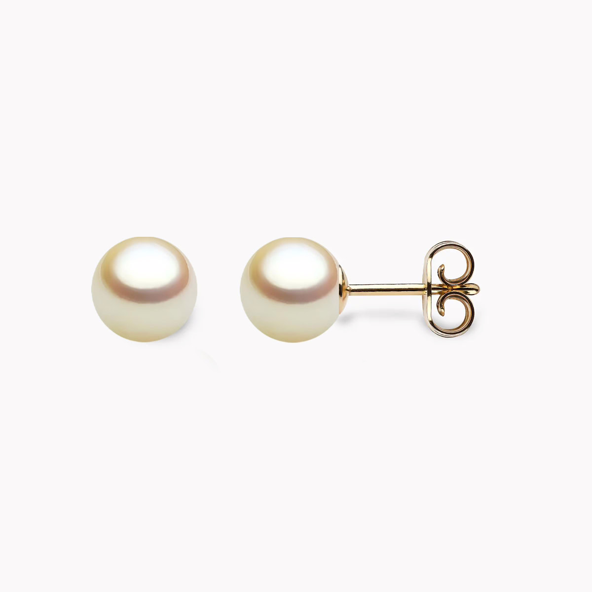 Golden Akoya Perlen Ohrstecker 7mm mit 18k gelb Gold