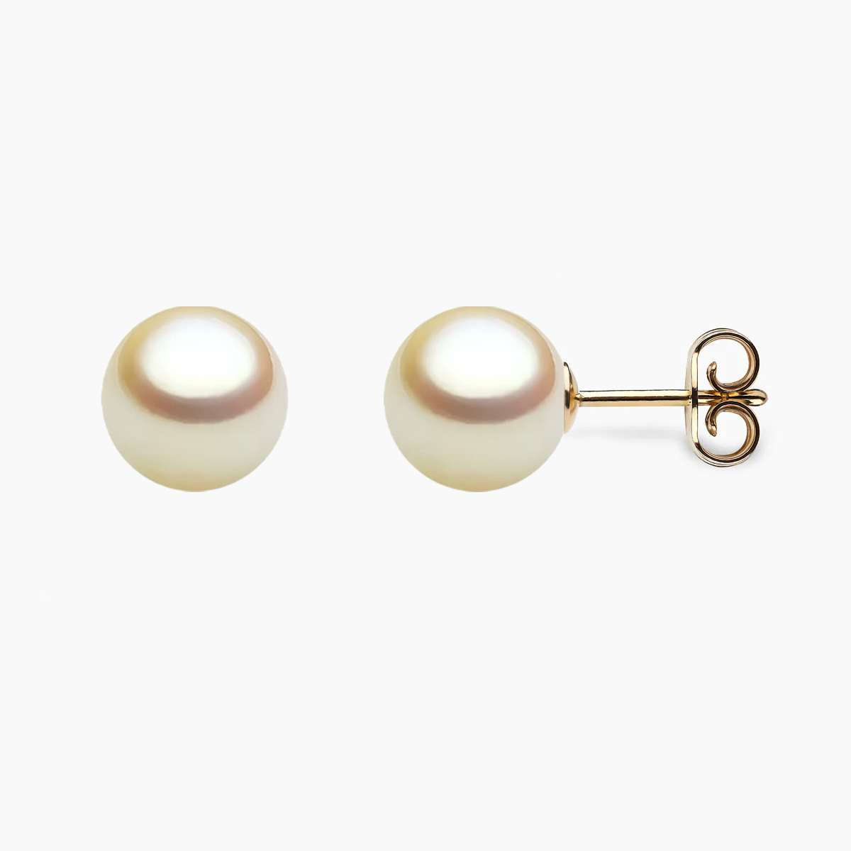 Golden Akoya Perlen Ohrstecker 8.5mm mit 18k gelb Gold