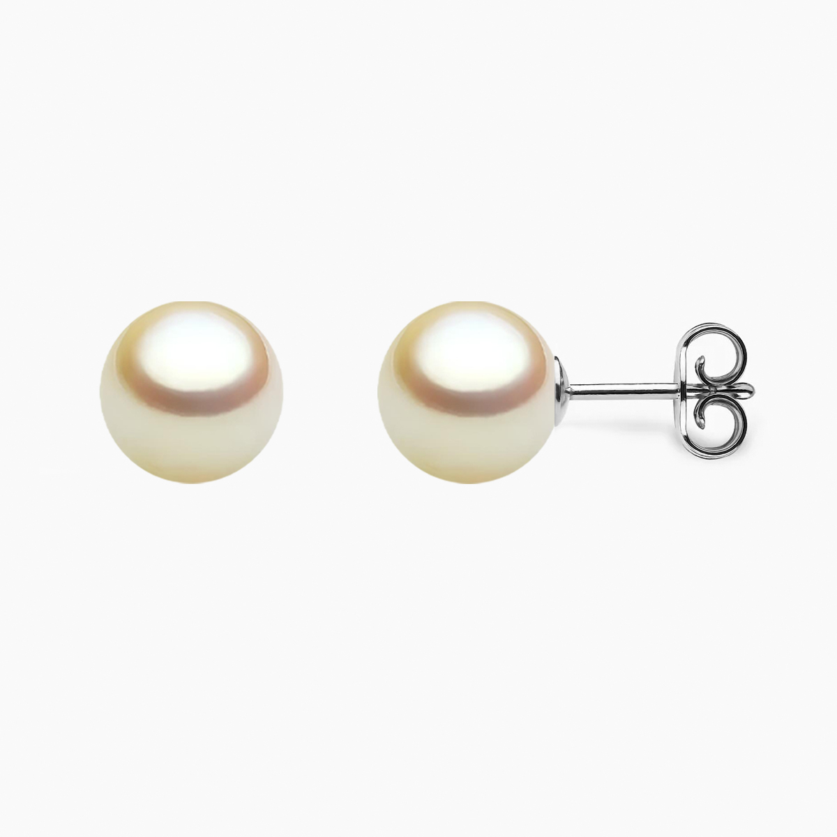 Golden Akoya Perlen Ohrstecker 8.5mm mit 18k weissgold