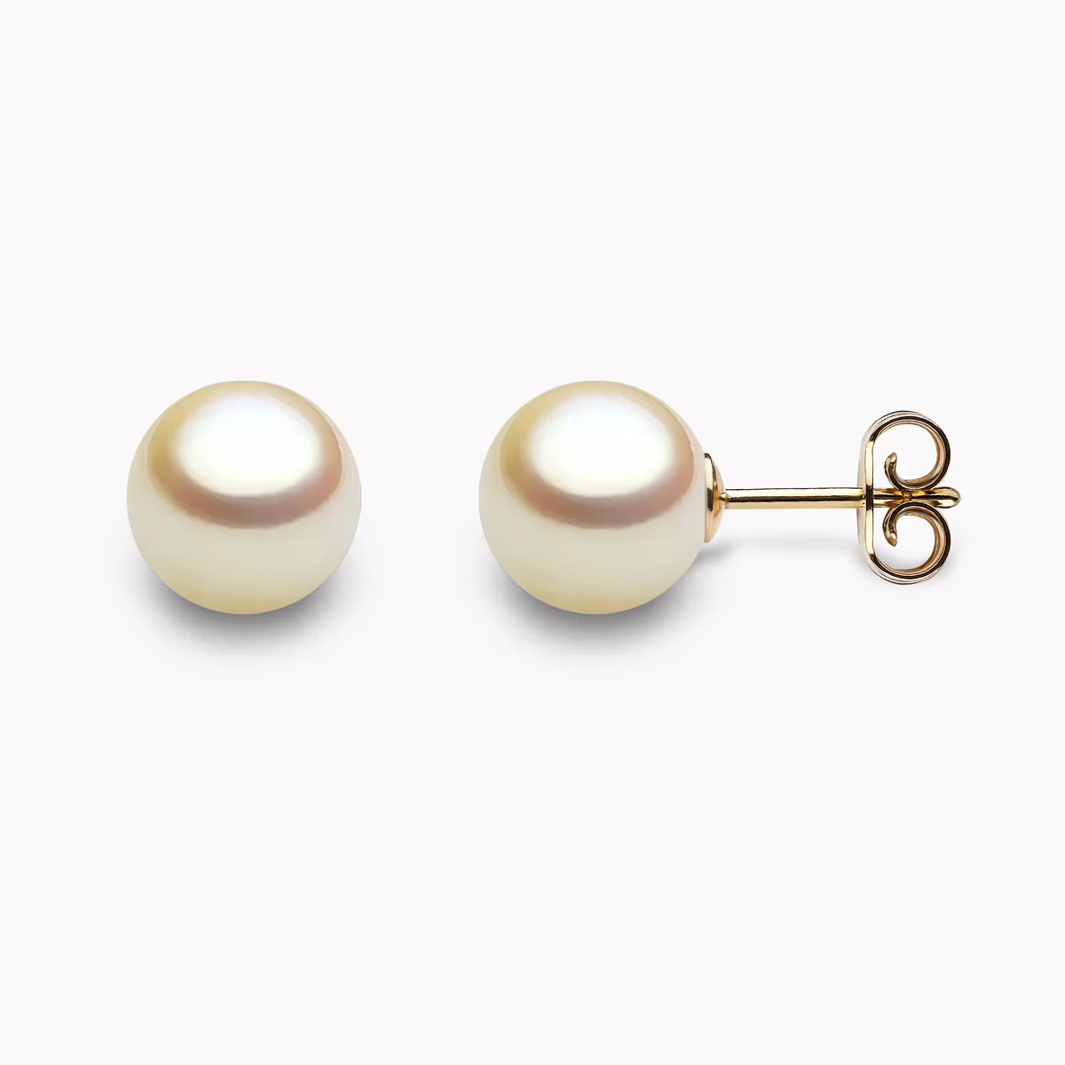 Golden Akoya Perlen Ohrstecker 8mm mit 18k gelb Gold