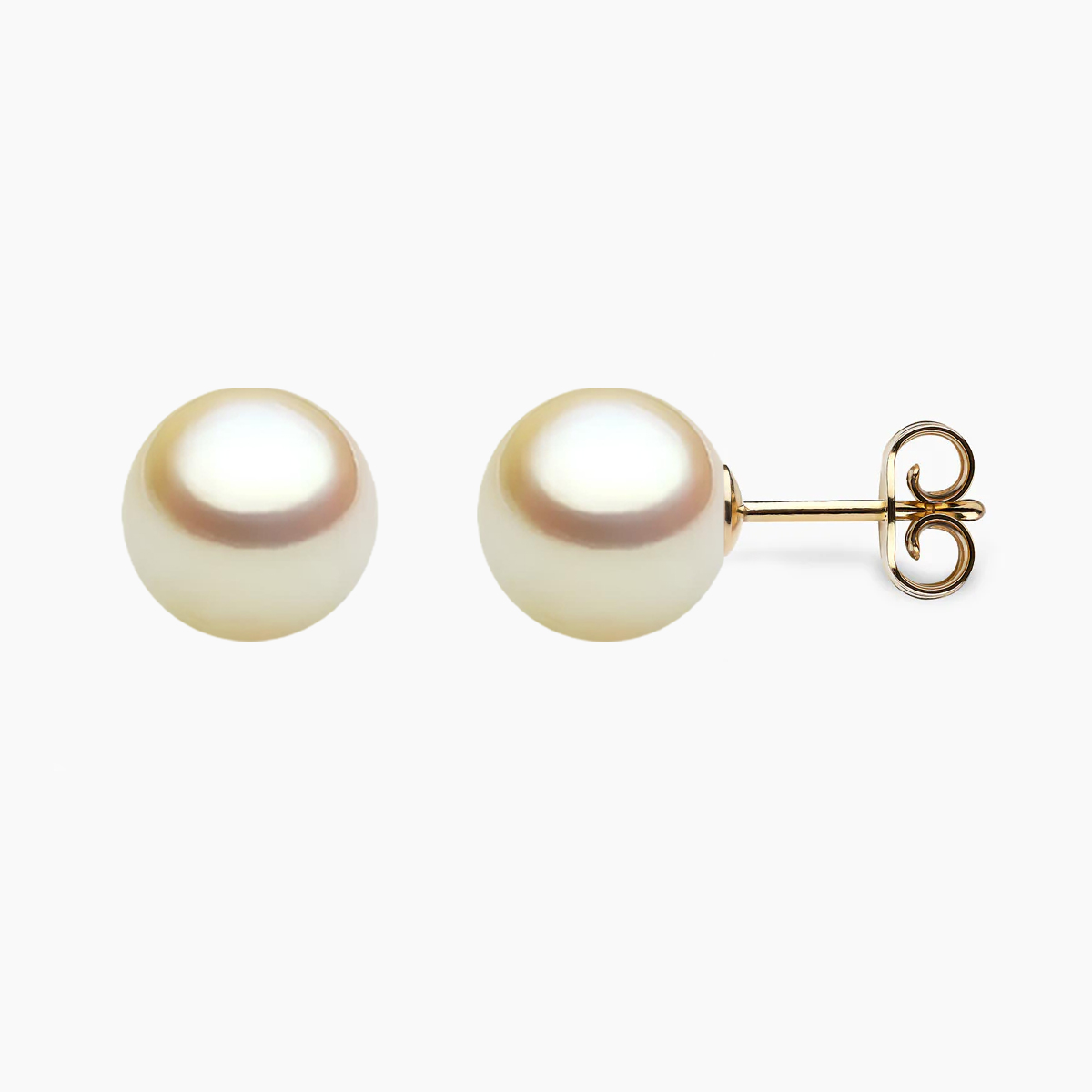 Golden Akoya Perlen Ohrstecker 9.0mm mit 18k gelb Gold