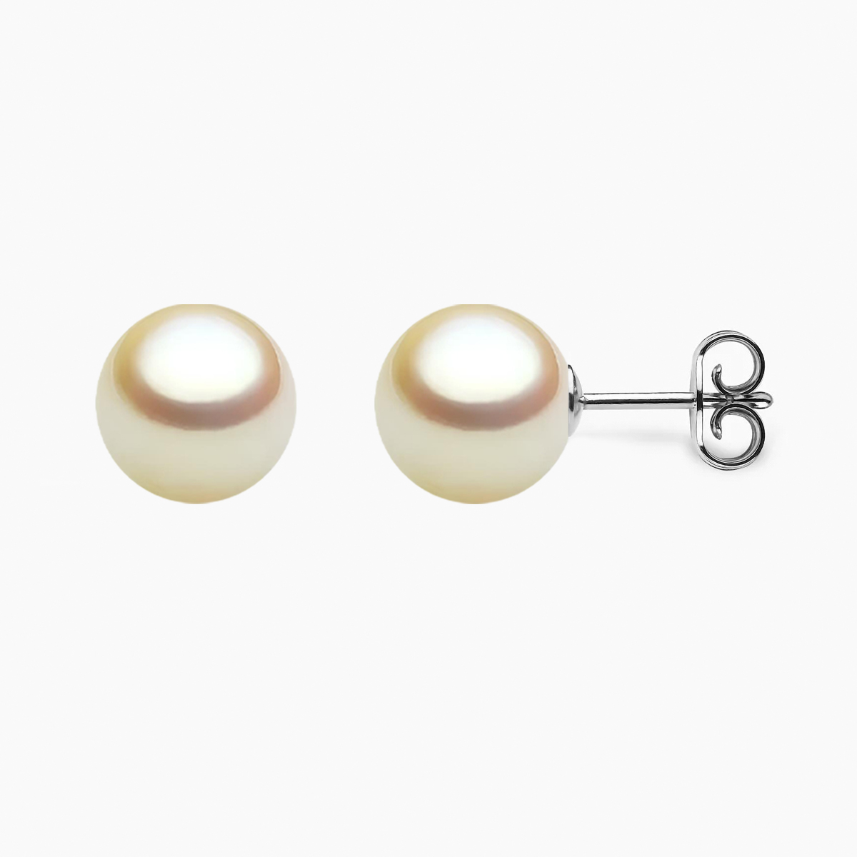 Golden Akoya Perlen Ohrstecker 9.0mm mit 18k weissgold