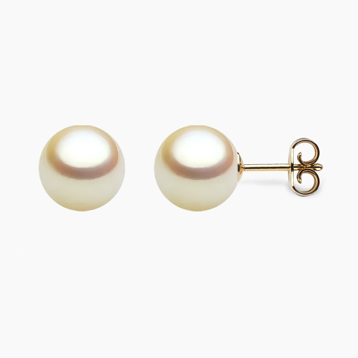 Golden Akoya Perlen Ohrstecker 9.5mm mit 18k gelb Gold