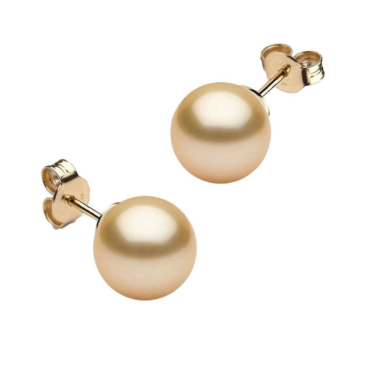 Goldene Südsee Perlenohrstecker 14-15mm mit 18k Gelbgold