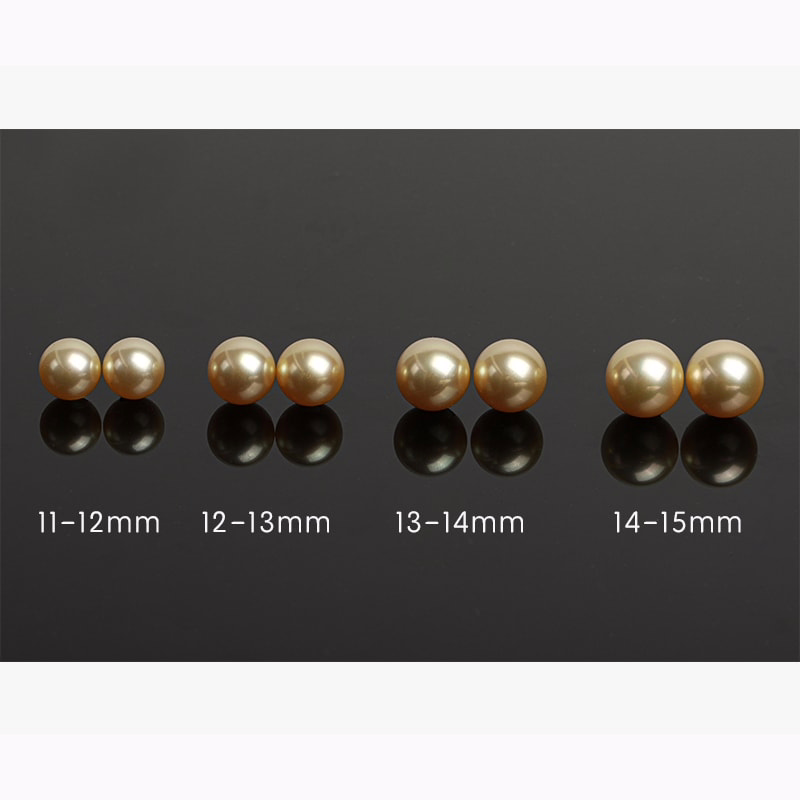 14.0mm AAA runde große Südsee gold Perlen Ohrringe Stecker – Bild 4