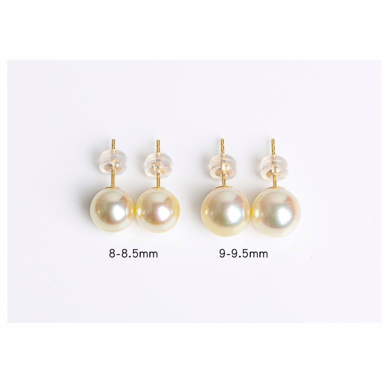 9.0mm AAA runde Champagner goldene Akoyaperlen Ohrstecker – Bild 7
