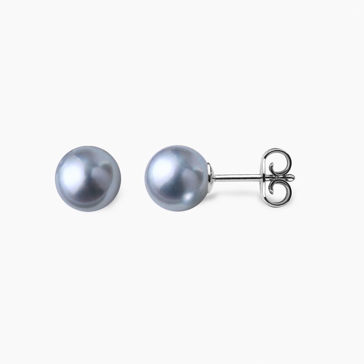 7,0 - 7,5mm AAA runde silberblau Akoya Perlenohrstecker – Bild 2