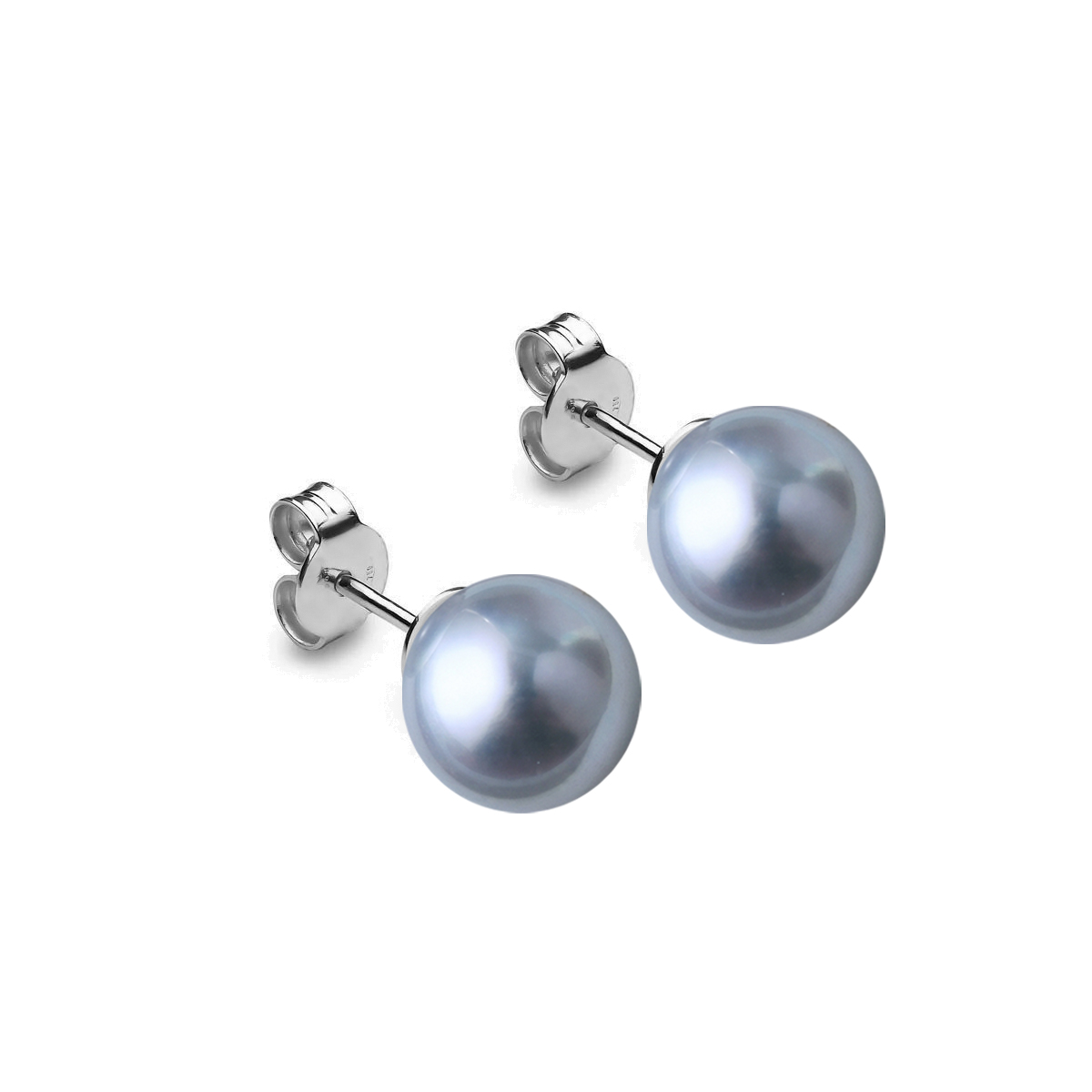 Silberblaue Akoya-Zuchtperle Ohrstecker 9.0-9.5 mm aus 18k weiβgold stecker