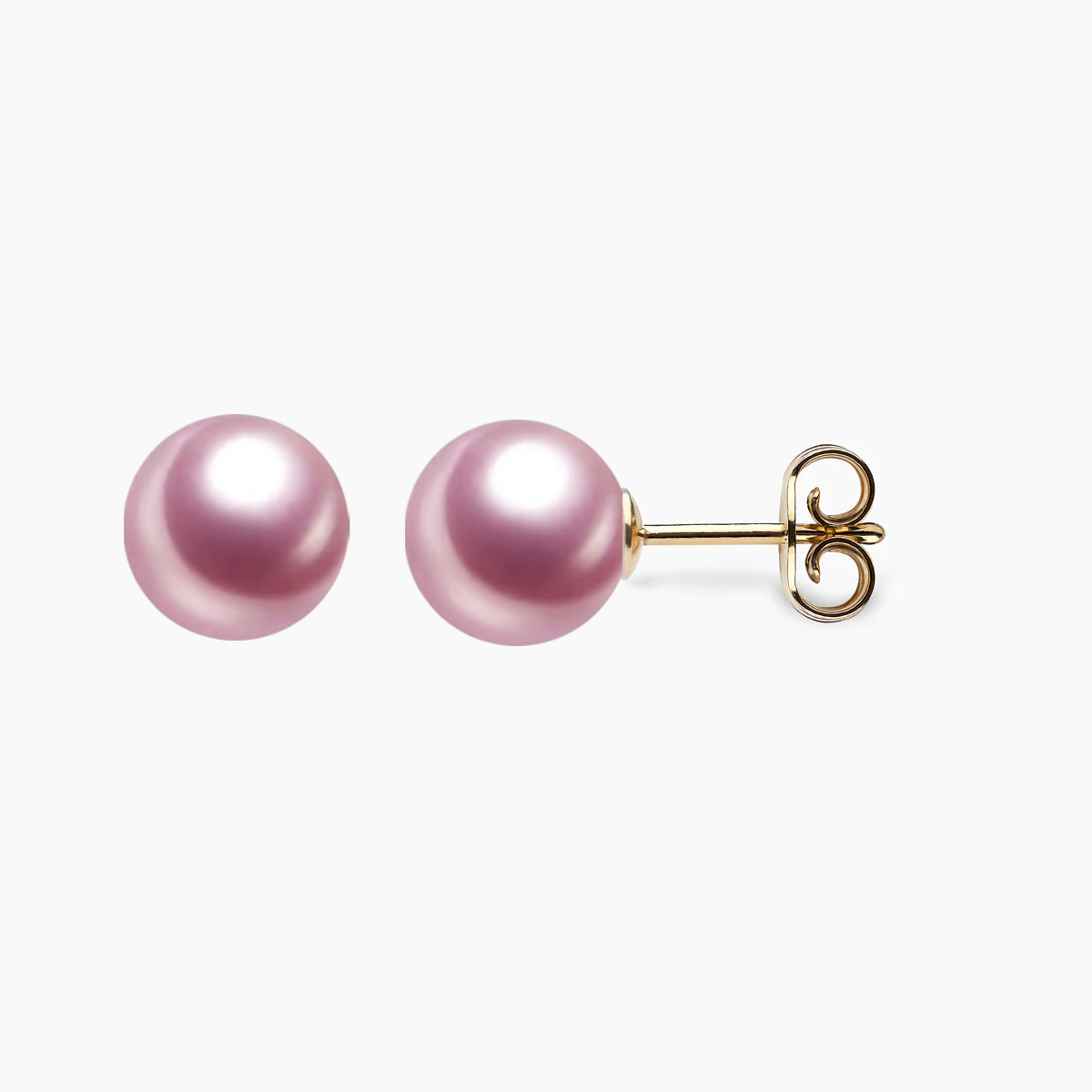 Süßwasser Perlen Ohrstecker 8mm lavendel aus 750er gelbgold