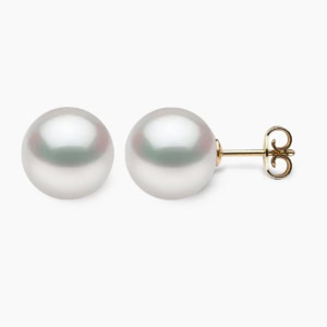 Weiße Südsee Perlen Ohrstecker 11mm mit 18k Gelb Gold