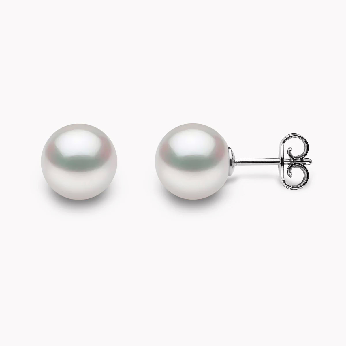 Weiße Südsee Perlen Ohrstecker 8mm mit 18k Weiße Gold