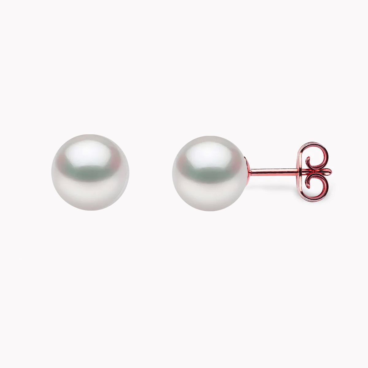 Weiße Südsee Perlen Ohrstecker 8mm mit 18k rosegold