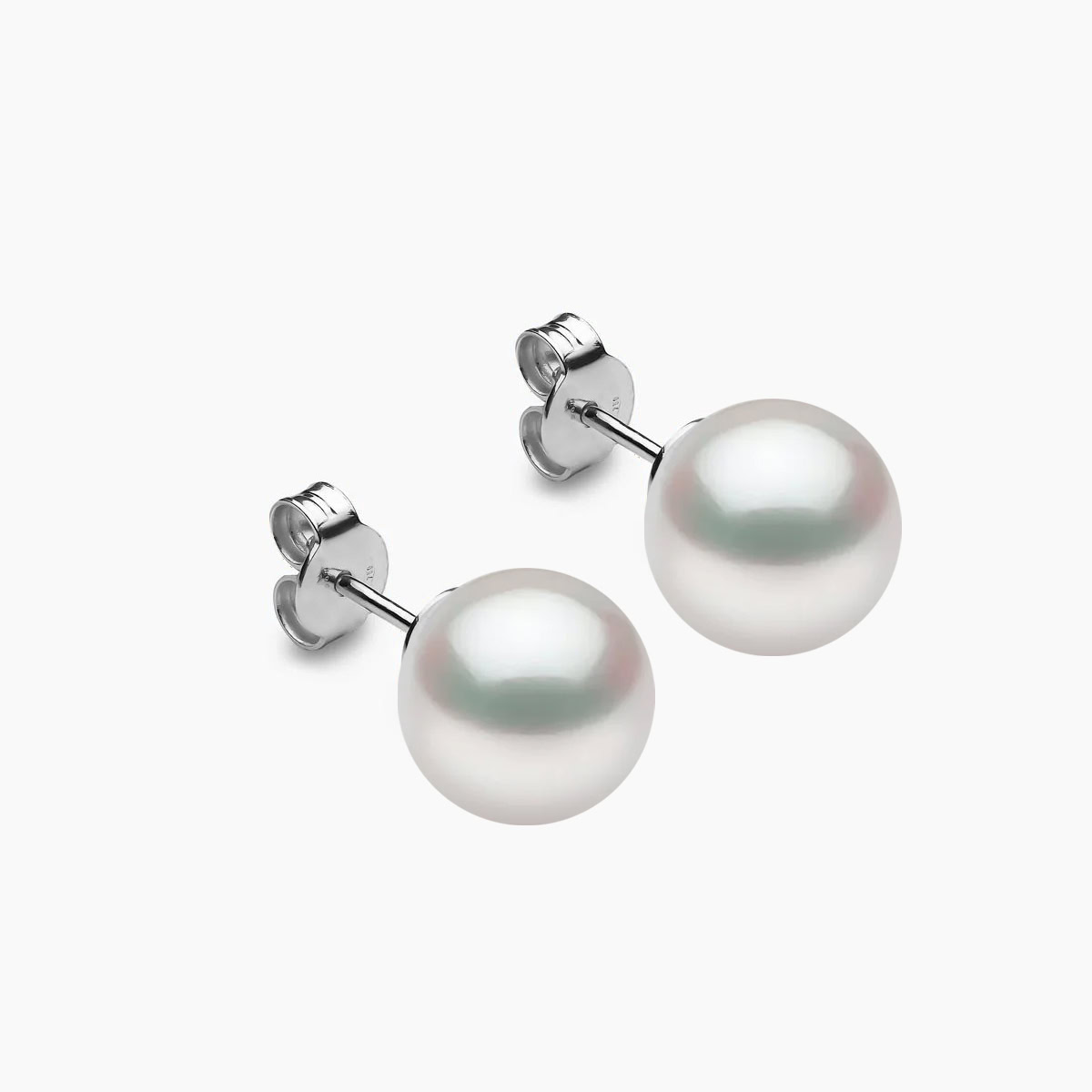Weiße Südsee Perlenohrstecker 10mm mit 18k Weiße Gold
