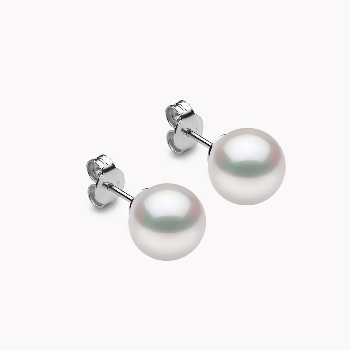 Weiße Südsee Perlenohrstecker 8mm mit 18k Weiße Gold